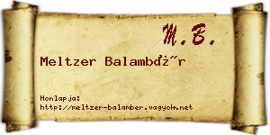 Meltzer Balambér névjegykártya